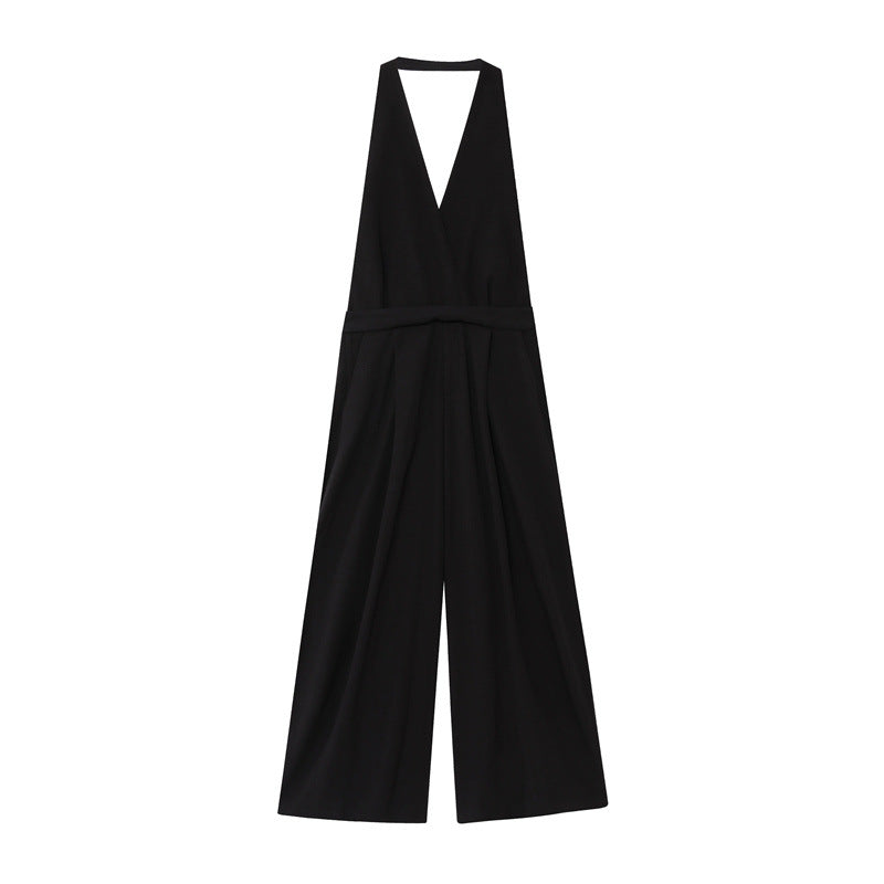 Sexy Backless Slim-Fit Crepe Halter Jumpsuit