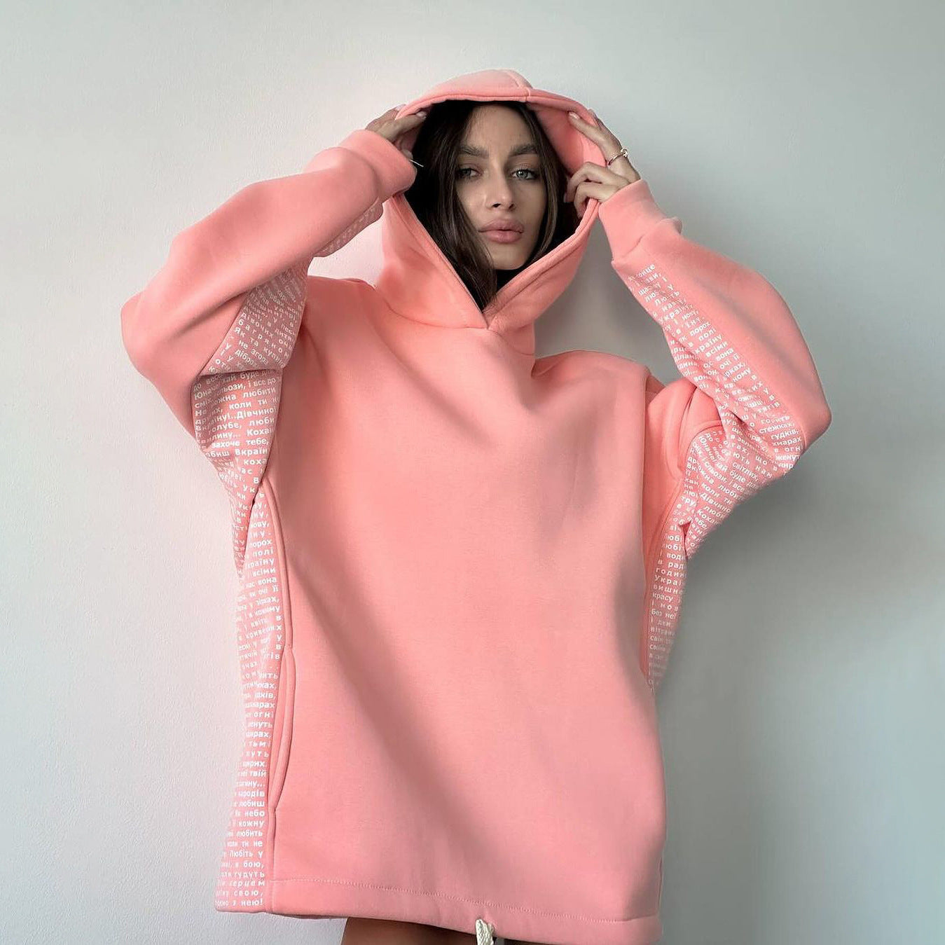 Women's Trendy Cuff Letter Print Hoodie Sweatshirt