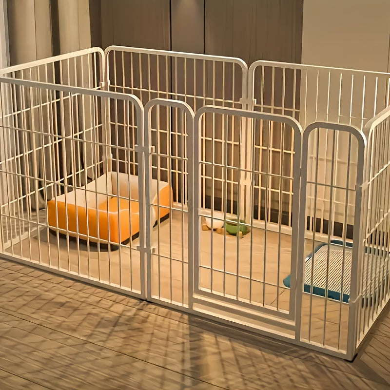 Stainless Steel Multi-functional Indoor Dog Enclosure With Resting, Play & Potty Training Areas - Flexible Design For Small/medium Dogs, Easy Assembly, Ideal Gift For Pet Owners