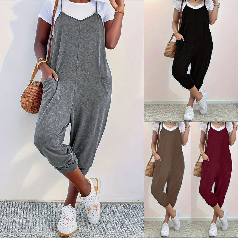 Casual Pocket Loose Jumpsuit for Women