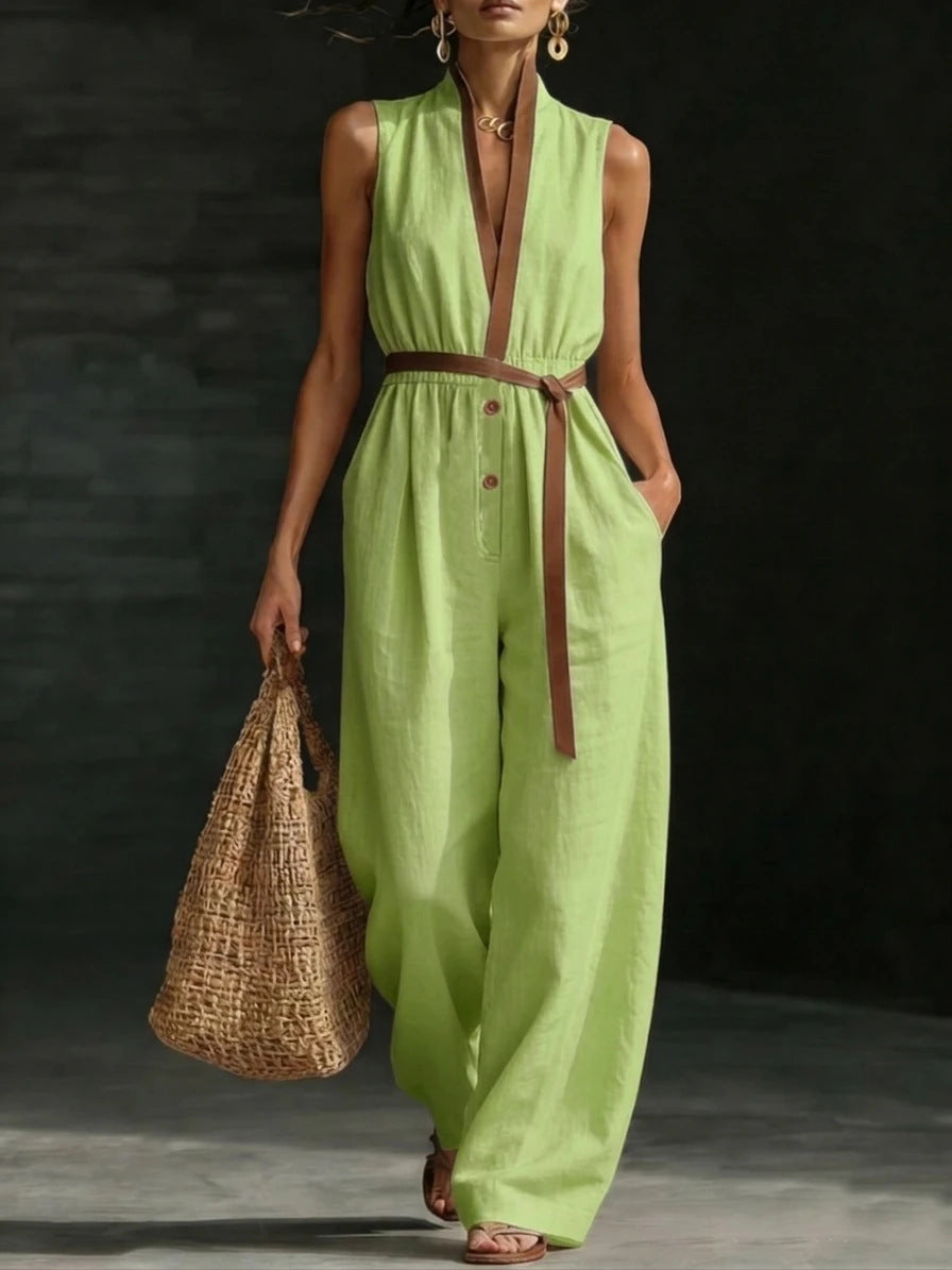 V-Neck Sleeveless Chic Women's Jumpsuit