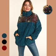 Cozy Turtleneck Double Pocket Sweater