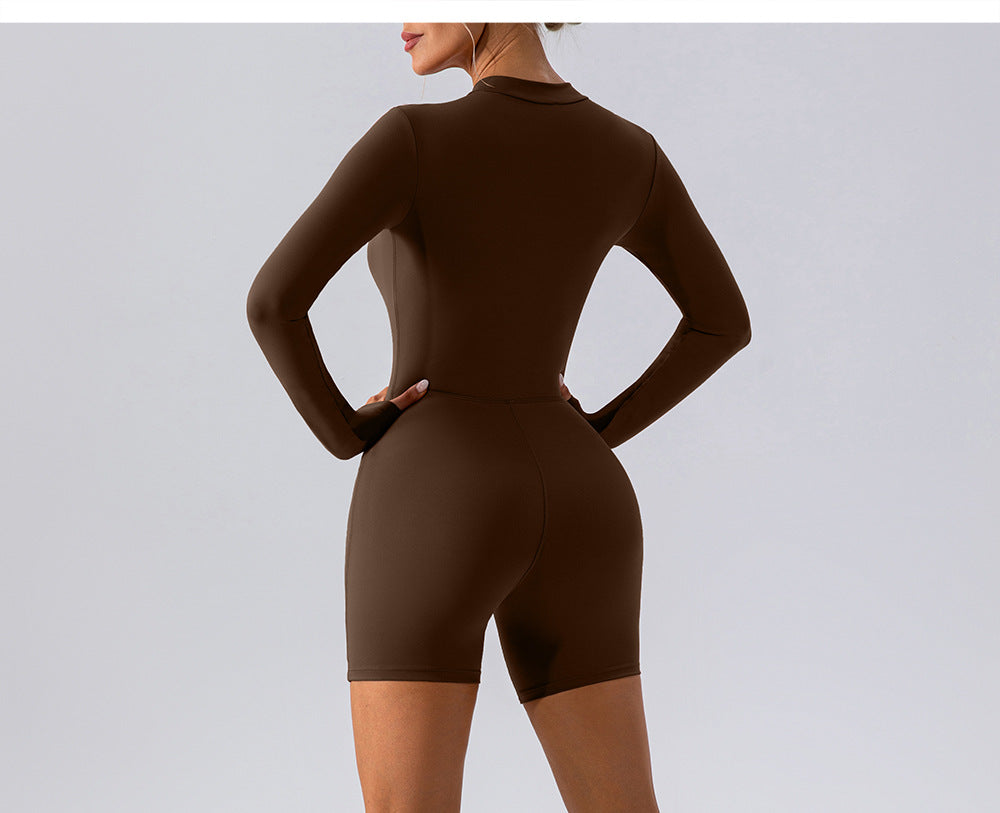 Long-Sleeve Zipper One-Piece Dance & Fitness Romper
