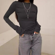 Slim-Fit Long Sleeve Tunic Top – Crew Neck, Flattering Fit