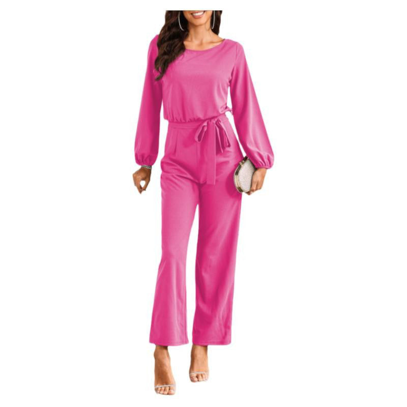 Women's Tailored Lace-Up Long Sleeve Jumpsuit