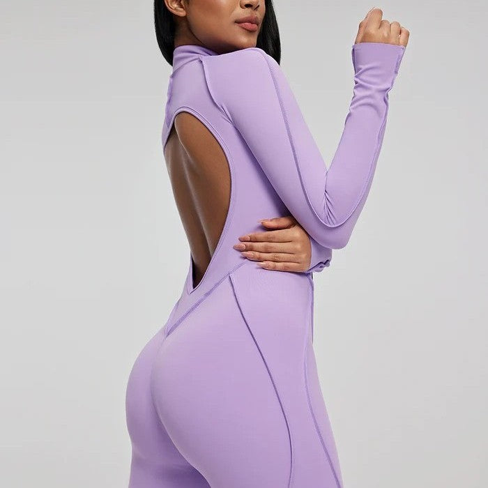 Women's Long Sleeve Zip Slim-Fit Jumpsuit