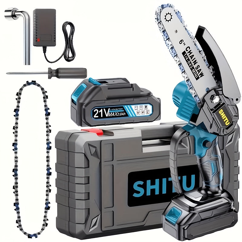 Mini Cordless Chainsaw – Lightweight Handheld Electric Tree Cutter with Splash Guard, Safety Lock, Optional Rechargeable Battery