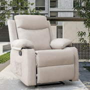 Perfect for The Patio, Ergonomic Small Fixed Recliner - Beige White, Convenient Side Pockets And Cup Holders, Soft And Stylish Sofa with Upholstery And Seat, Comfortable Living Room Lounge Chair for Adults, Perfect for Gift Giving