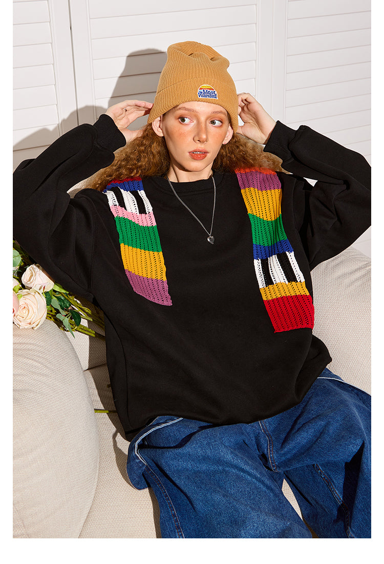 Rainbow Wool Patchwork Oversized Sweater