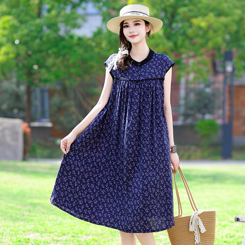 Rayon Floral-print Cotton Silk Dress