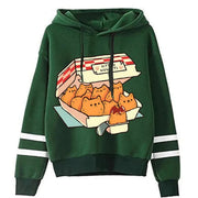 Cute Cat Print Street Fashion Loose Pullover Hoodie