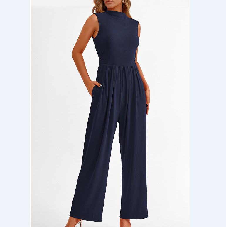 Women's Sleeveless Casual Solid Color Jumpsuit