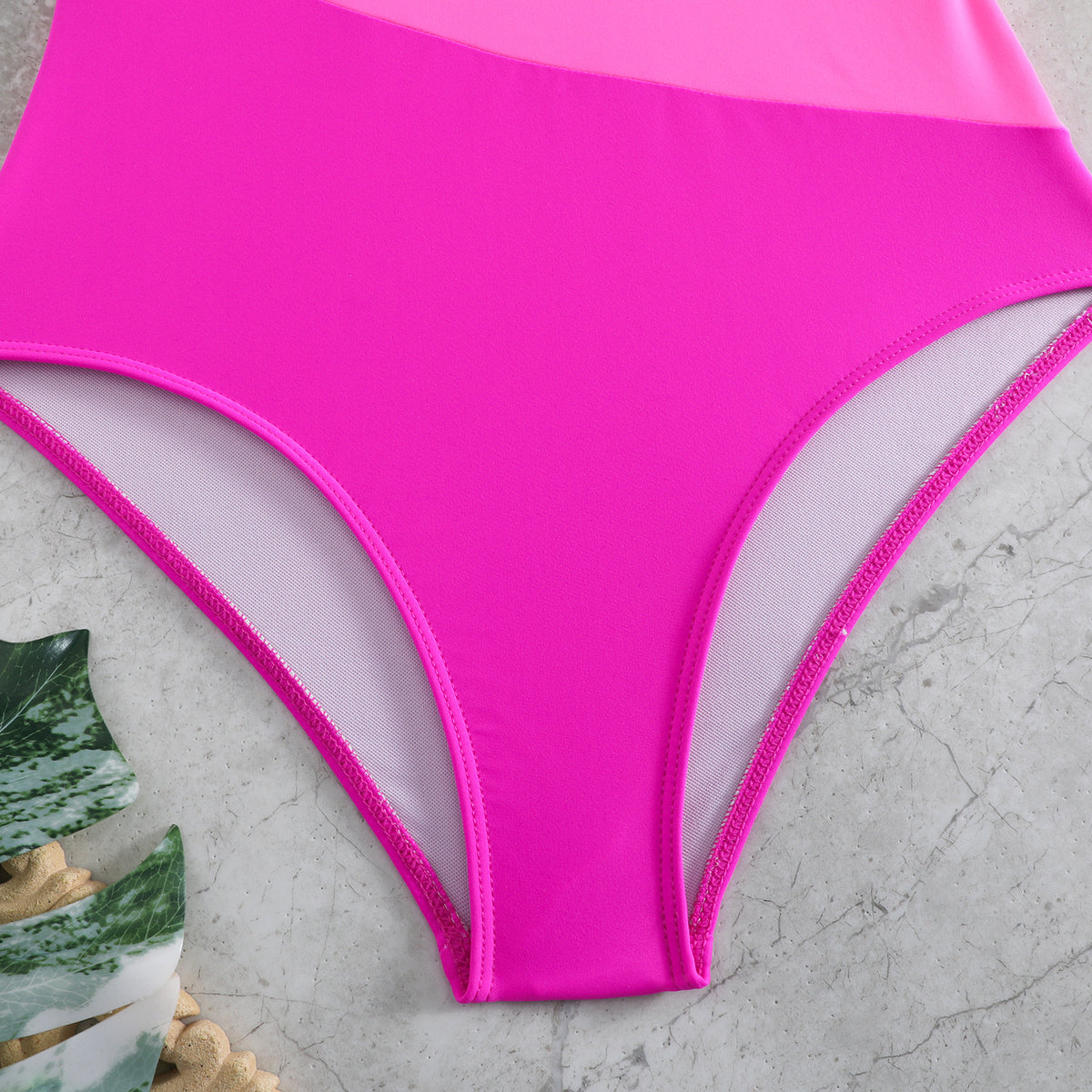 Clothing One-piece Color Contrast Patchwork Swimsuit