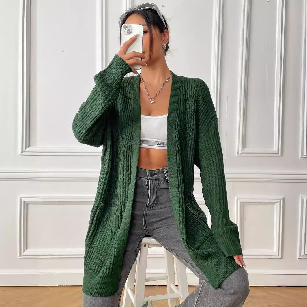 New Double Pocket Simple Casual Sweater Cardigan