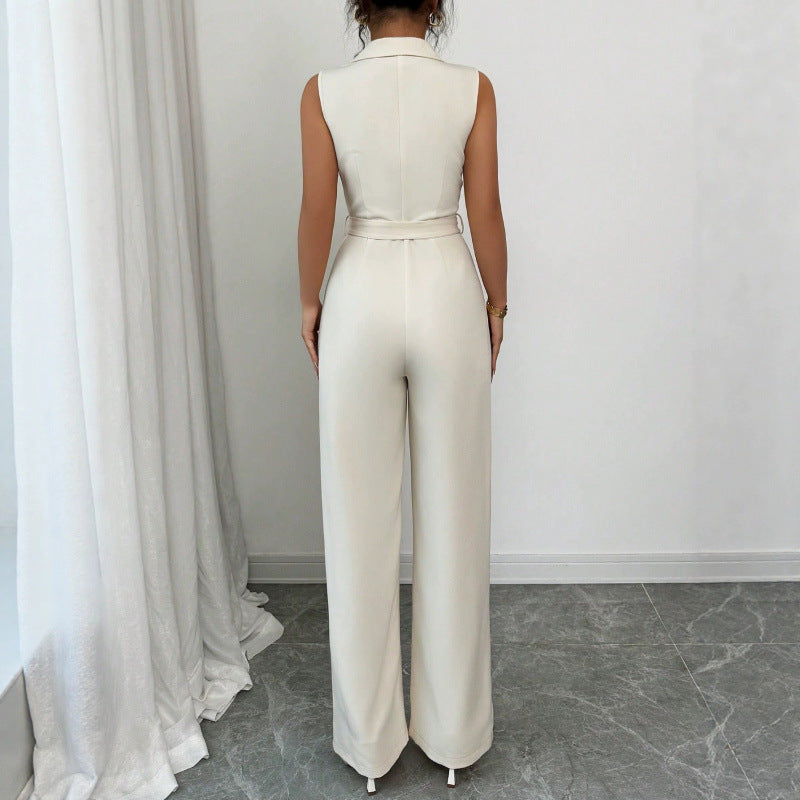 Womens High-Waist Wide-Leg Summer Jumpsuit