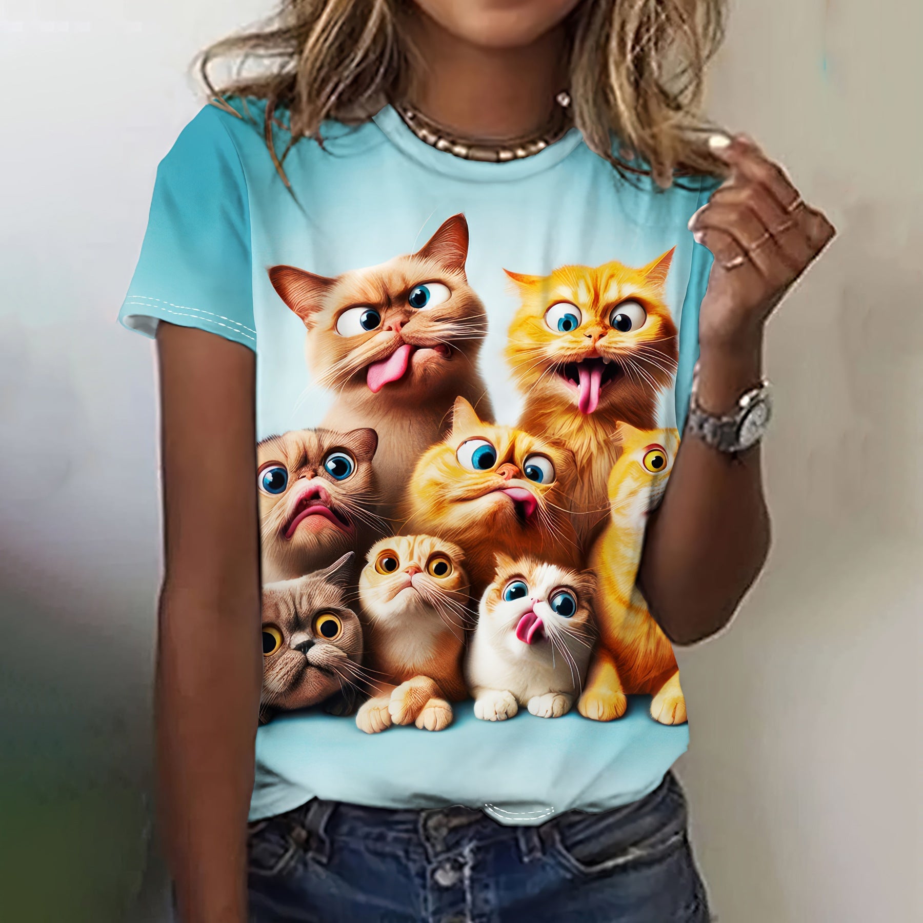 Loose-Fit 3D Print T-Shirt – Trendy Streetwear for Women