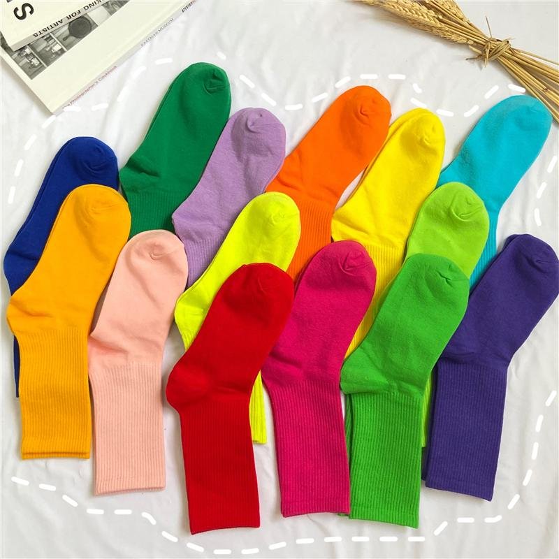 Vibrant Mid-Calf Cotton Socks for Women