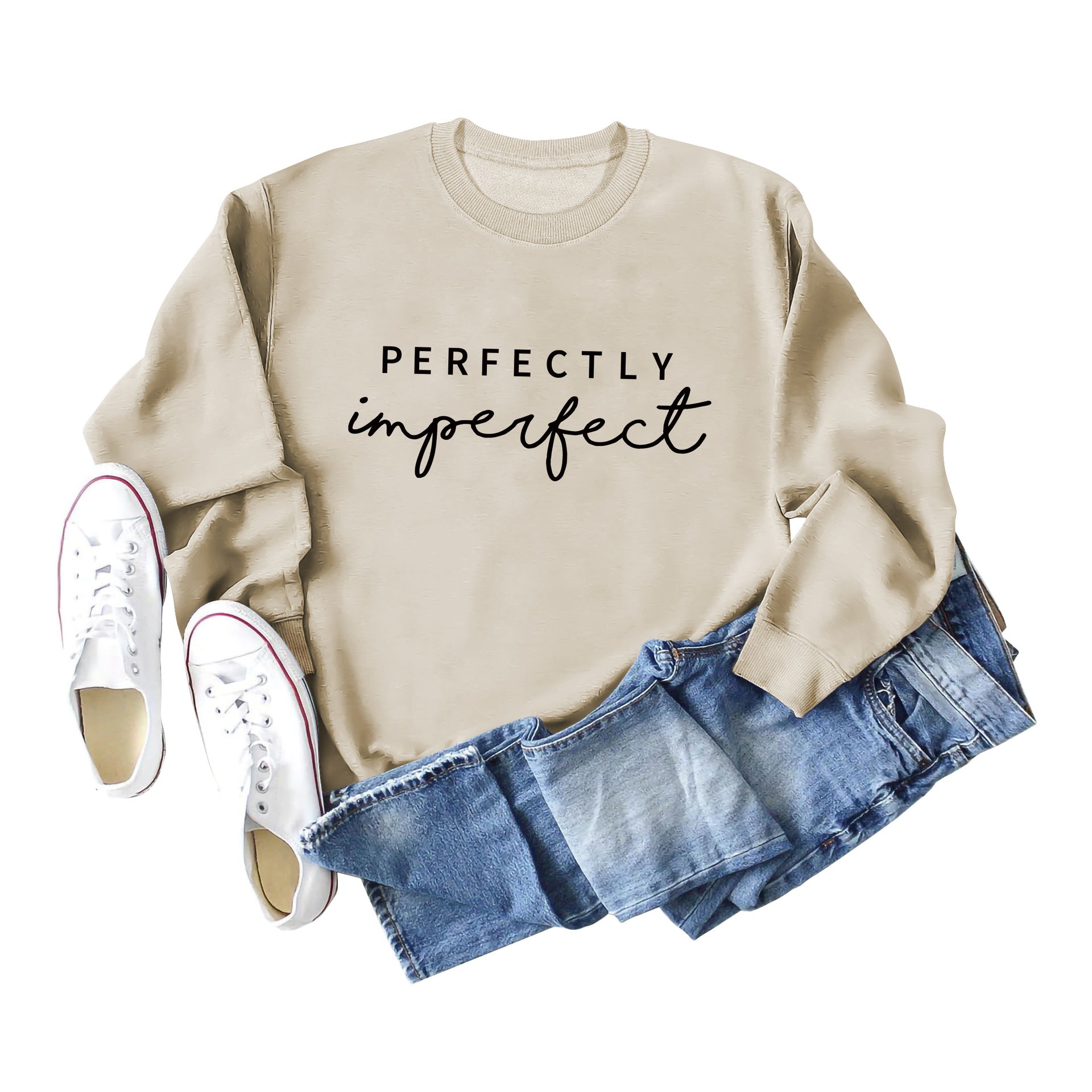 PERFECTLY Imperfect Women's Round Neck Long Sleeve Sweater