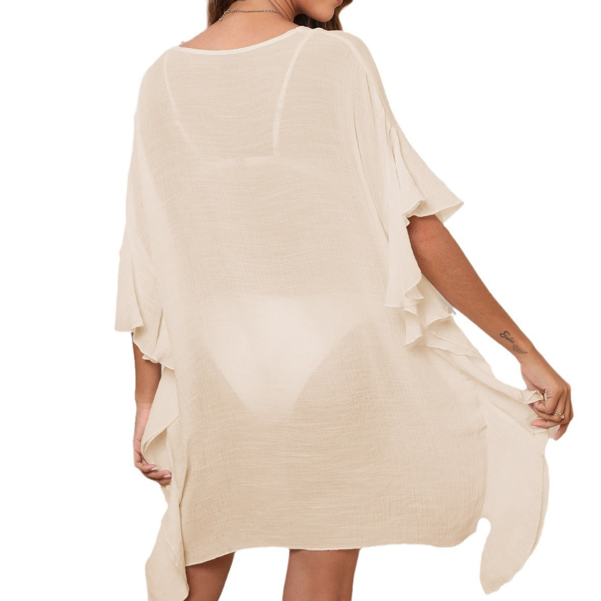 Womens Ruffled Boho Beach Dress Summer Cover-Up