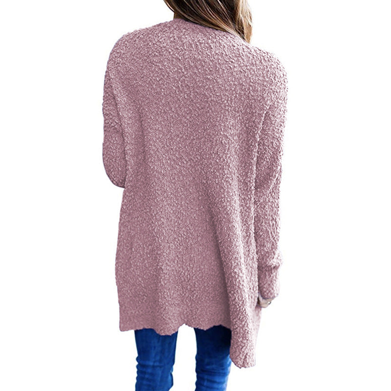 Cozy Fleece Double-Pocket Knit Cardigan Sweater