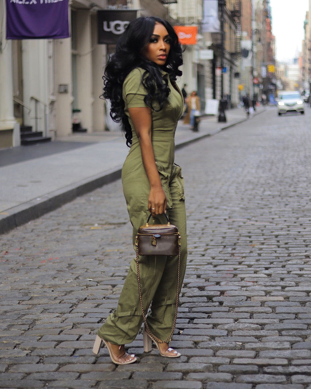 Summer Zipper Workwear With Pocket Jumpsuit