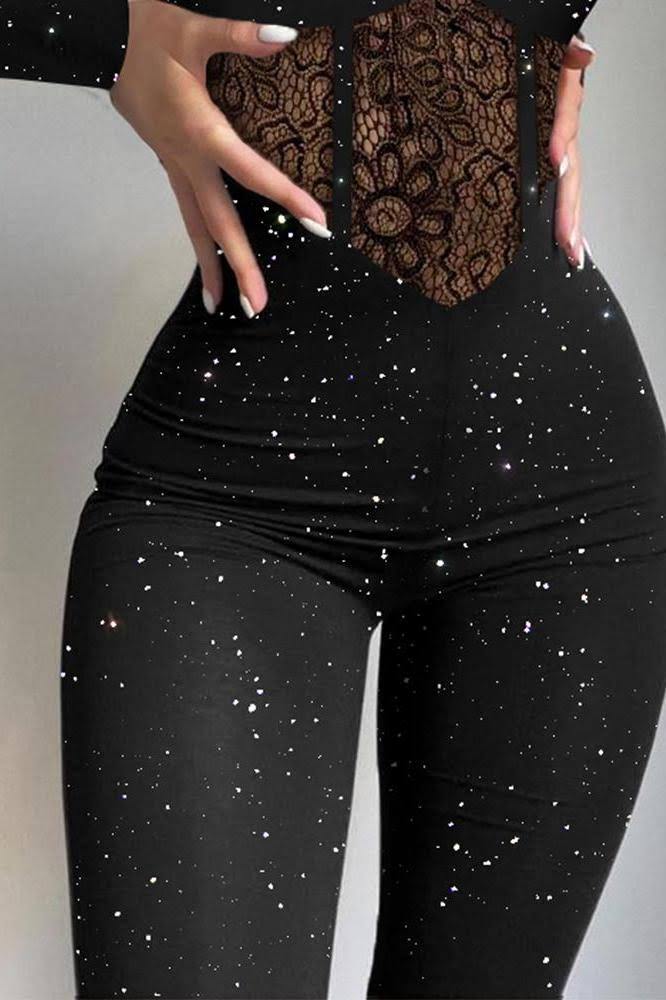 Women's Shimmer Suspender Jumpsuit Cropped Romper