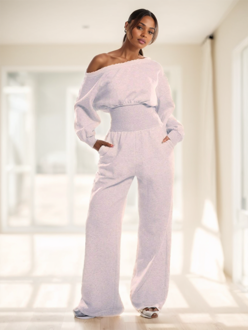 Comfy Wide-Leg Jumpsuit with Shoulder Jogger Style