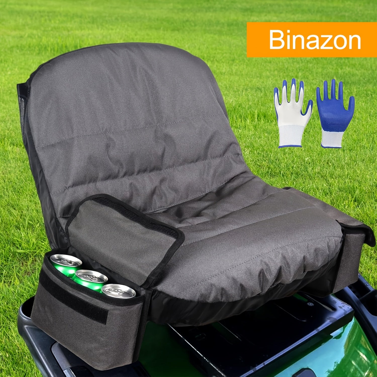 Riding Lawn Mower Seat Cover - 600D Oxford Cloth, Easy Install, Includes Work Gloves