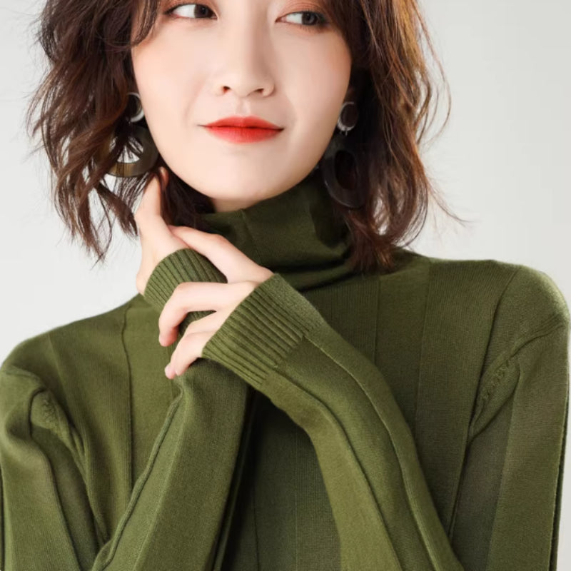 Hollow Pile Neck Turtleneck Loose Sweater