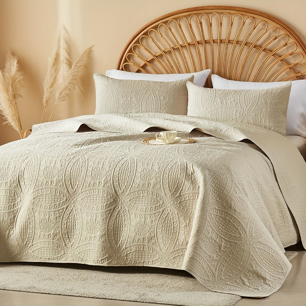 2/3pcs Quilt Set Bedspreads - Soft Cool & Refreshing Summer Quilt Lightweight Microfiber Bedspread - Modern Style Coin Pattern Coverlet For All Seasons - Gifts For The Family