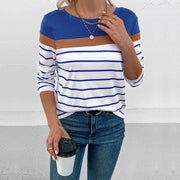 Slim-Fit Striped Long Sleeve Tee – Casual Chic for Women
