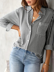 Classic Striped Long-Sleeve Button-Down Shirt