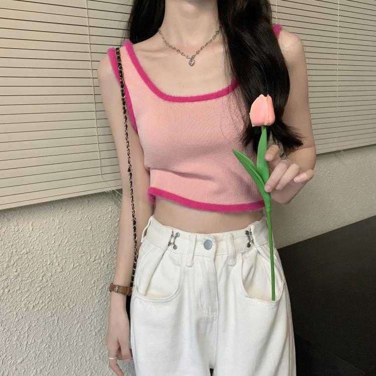 Women's Color-Block Vest For Petite Figures Women's U-Neck