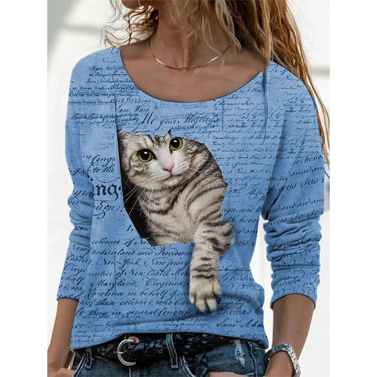 Women's Chic Animal Print Long Sleeve T-Shirt