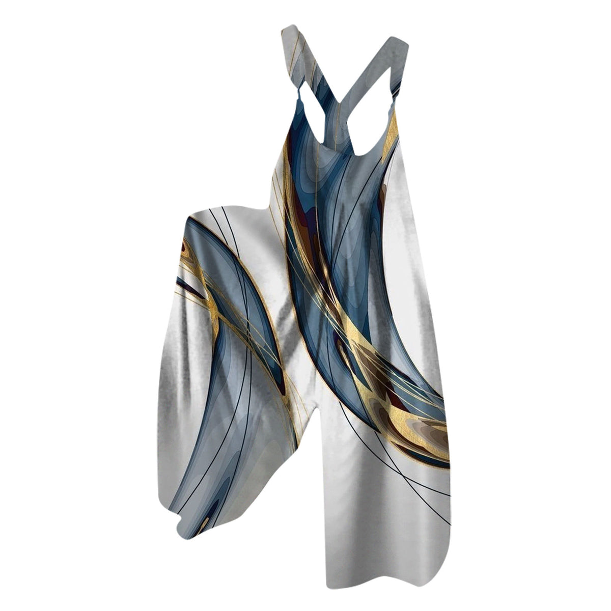 Women's Casual Printed Knit Pocket Jumpsuit