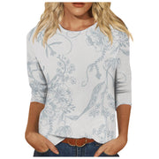 Round Neck Printed Casual Loose Long Sleeve