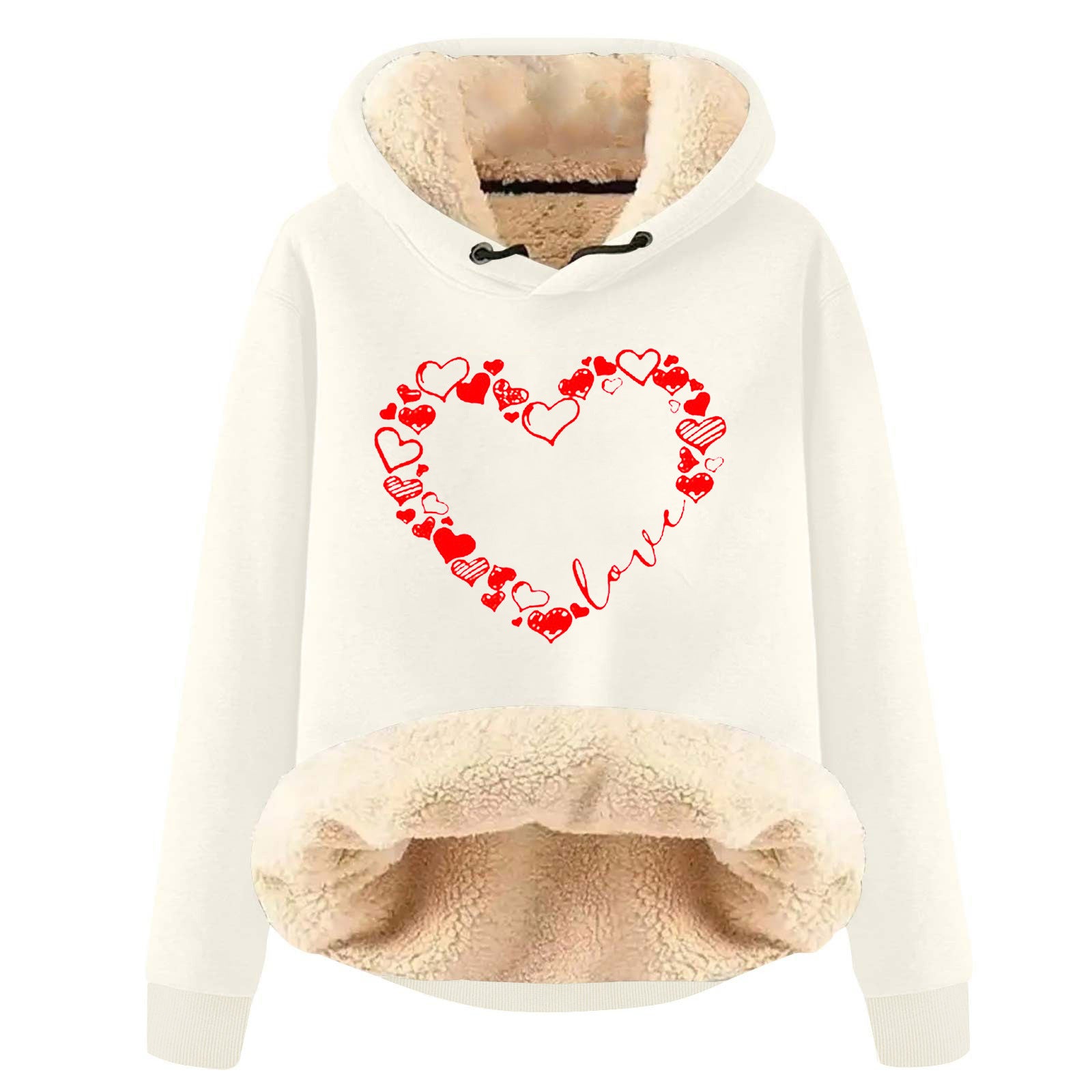 Fleece-Lined Warm Loose Hooded Pullover Sweatshirt