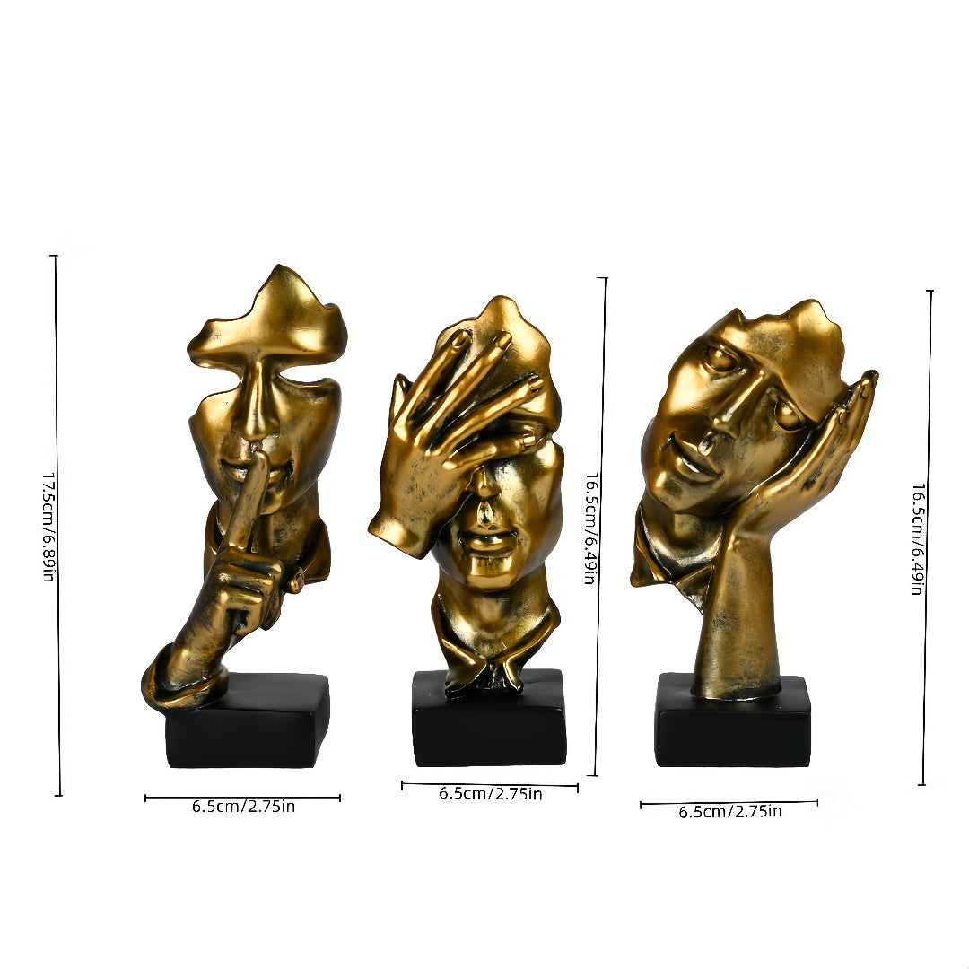 3pcs Spring New Abstract Art Wine Cabinet Decoration • High Sense Small Family Living Room TV Cabinet Office Character Mask Sculpture • Valentine's Day Gift Decoration • Can Be Used for Decoration…