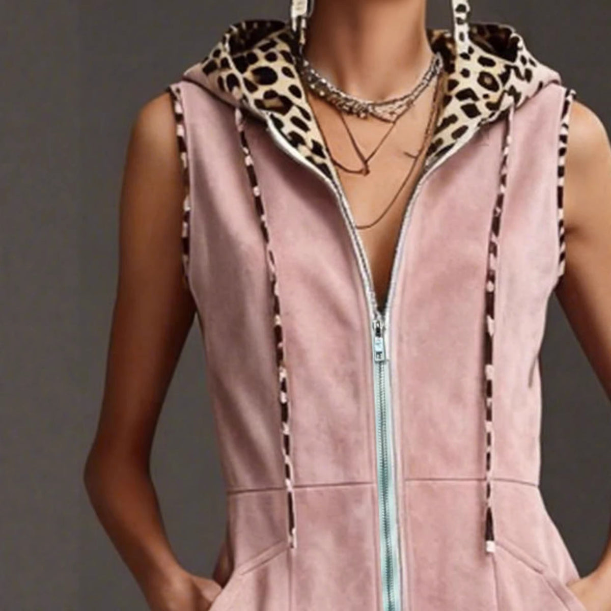 Trendy Leopard Print Hooded Women's Jumpsuit