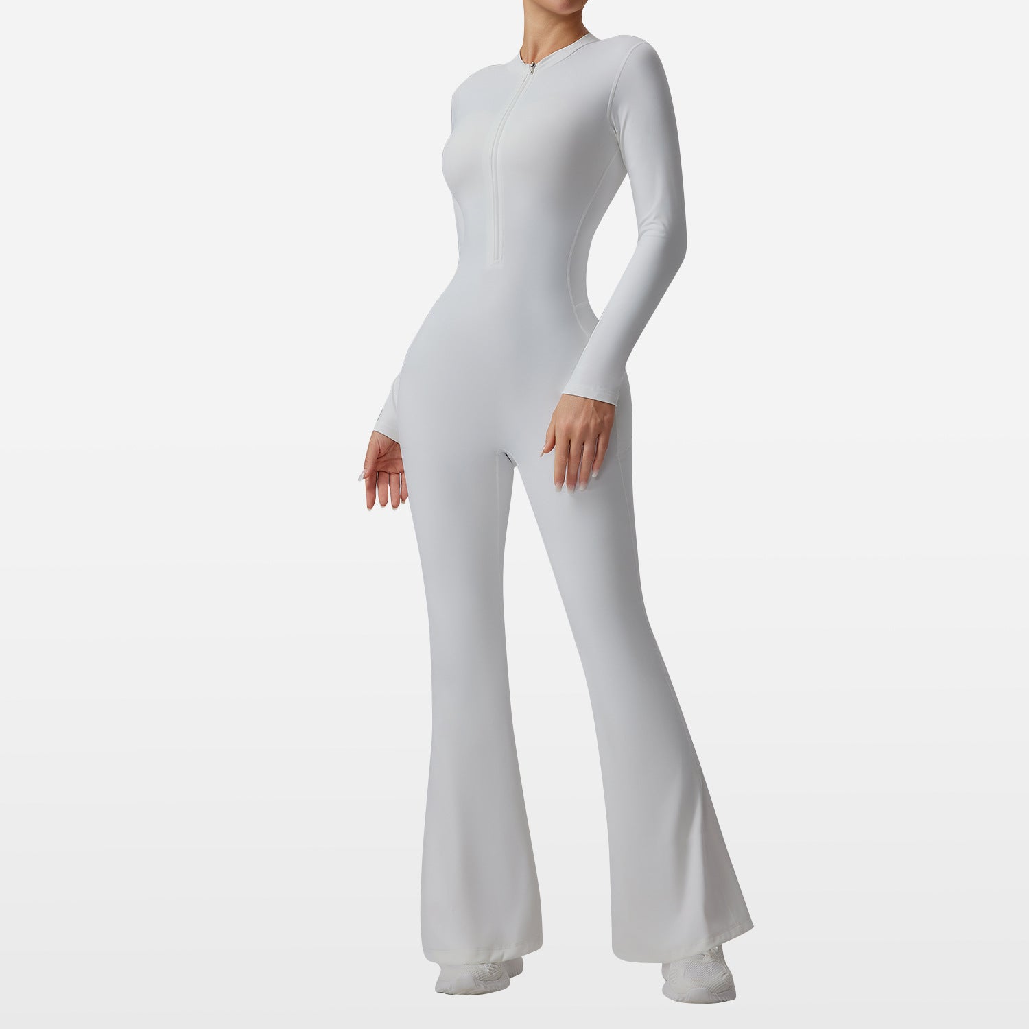 Slim-Fit Zip Long-Sleeve Yoga Jumpsuit