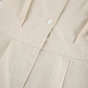 French Cotton Linen High-Waist Casual Jumpsuit