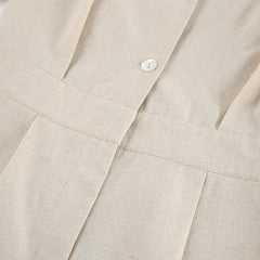 French Cotton Linen High-Waist Casual Jumpsuit