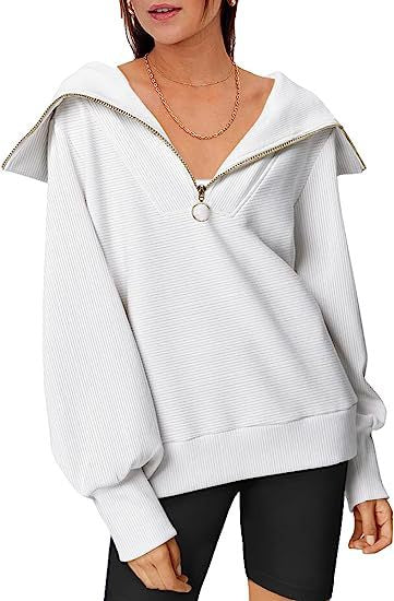 Women's Oversized Half Zipper Pullover Sweater