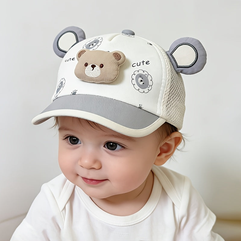 Baby Baseball Cap with Bear Print in Lightweight Fabric