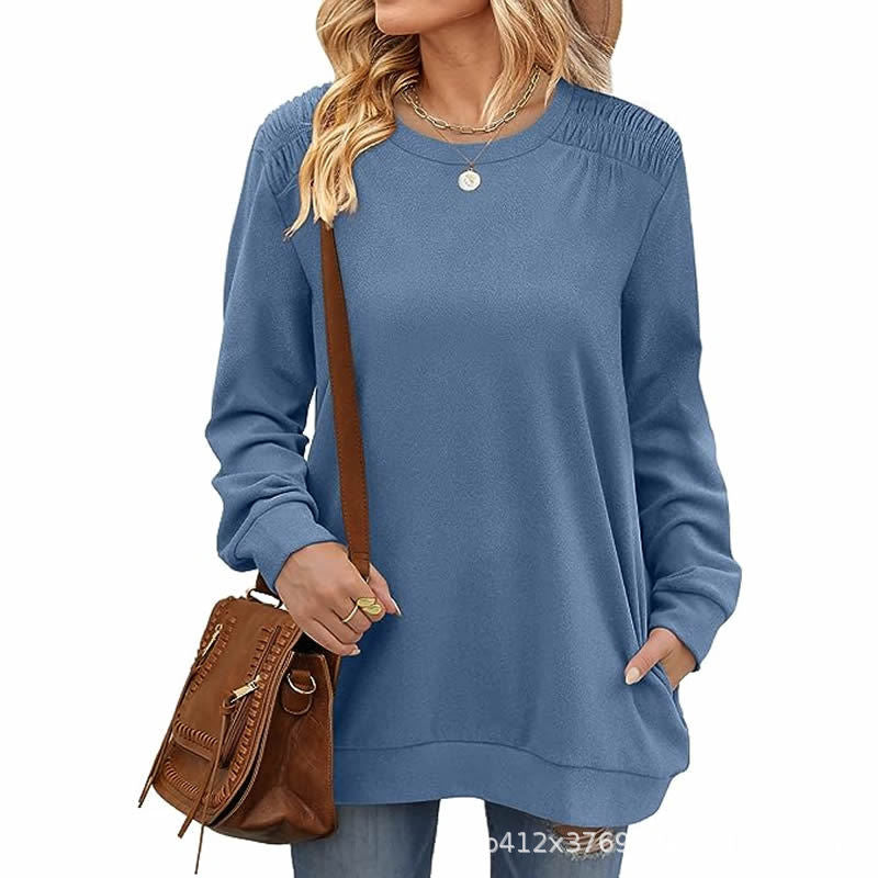 Women's Casual Long Sleeve Pocket Pullover Sweatshirt