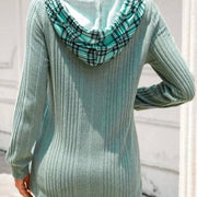 Colorblock Jacquard Hooded Knit Sweater
