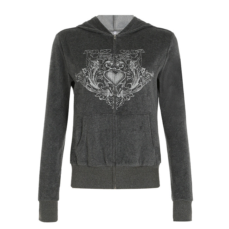 Retro Oversized Abstract Print Cardigan Sweatshirt