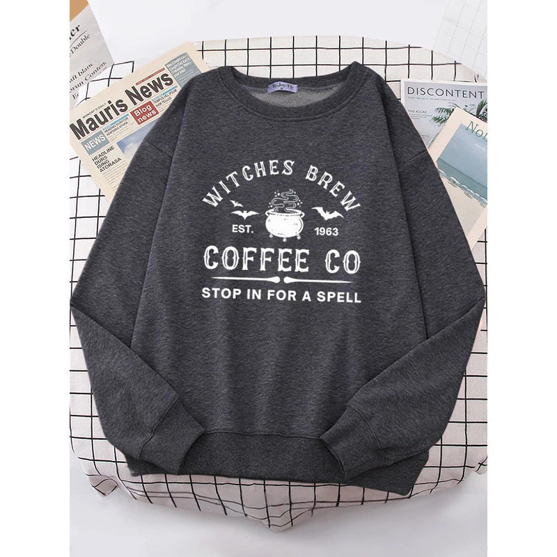 Witches Make Coffee Cute Letter Print Hip Hop Hoodie