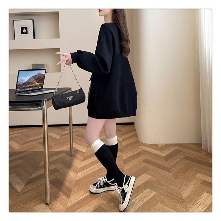 Plus Size Casual Round Neck Cotton Pullover Sweatshirt