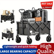 330-650LBS Large Capacity Camping Cart, All-Terrain Folding Handcart, Multi-Functional Camping, Gardening, Beach Shopping Portable Vehicle, Black Garden Tool Storage Rack, Sturdy Design, Durable Ti...